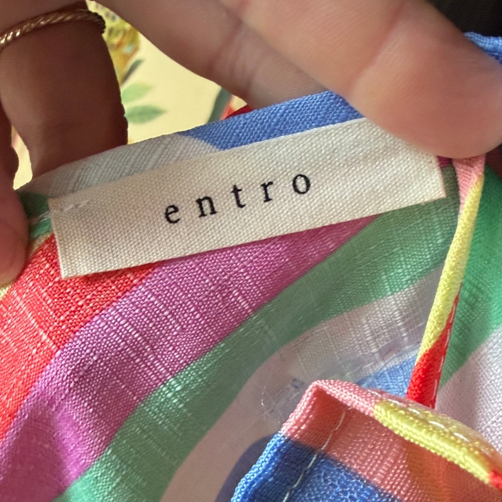 entro Rainbow Striped Tank Top with Ruffles Straps - Multicolor - Picture 2 of 4